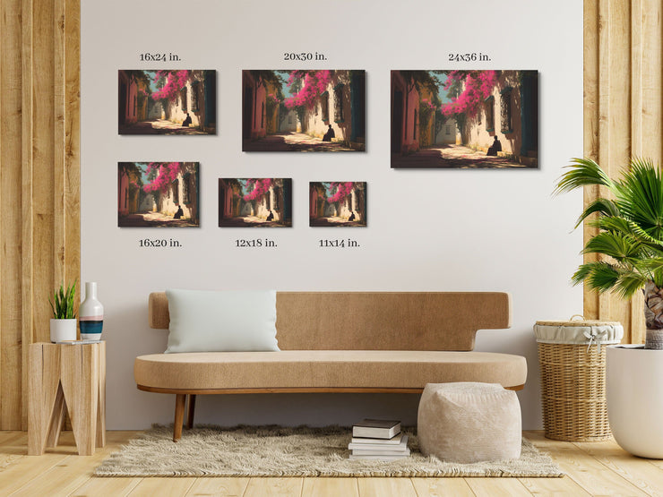 Afternoon Quiet – Spanish Colonial Alley in Early California | Framed Poster Print on Thick Matte Paper