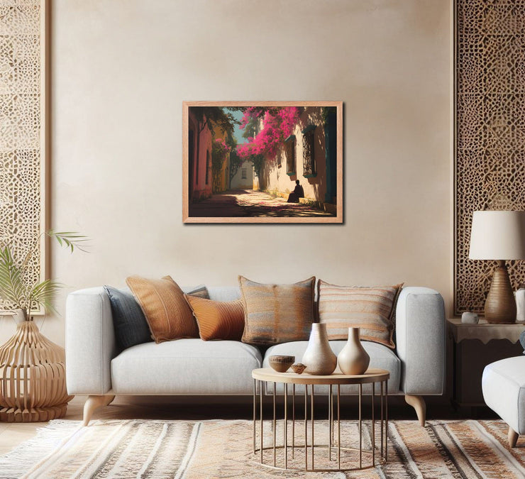 Afternoon Quiet – Spanish Colonial Alley in Early California | Framed Poster Print on Thick Matte Paper