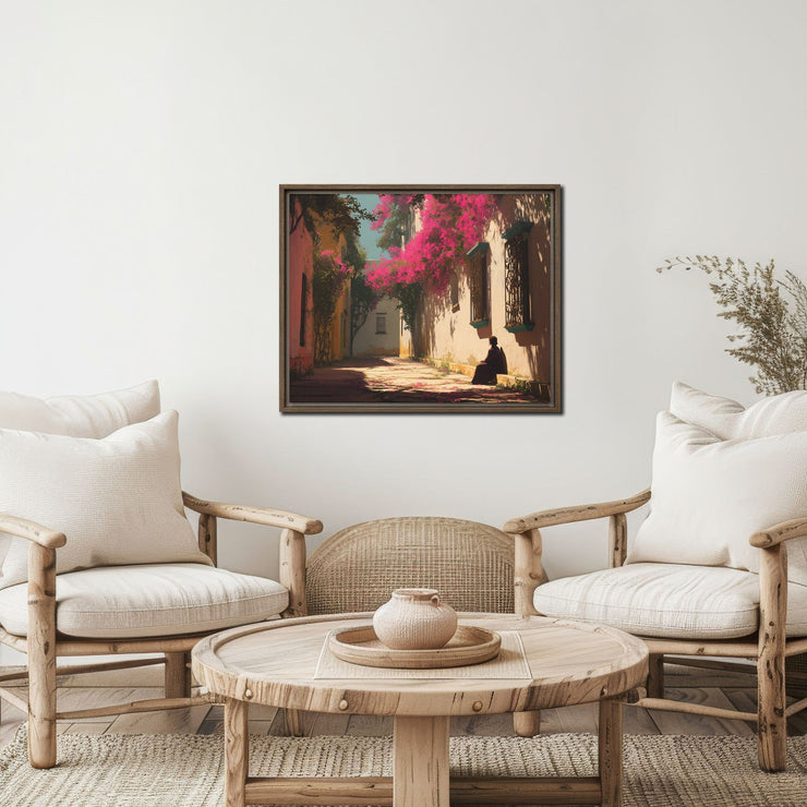 Afternoon Quiet: Spanish Colonial Alley - Early California Giclée Quality Framed Canvas