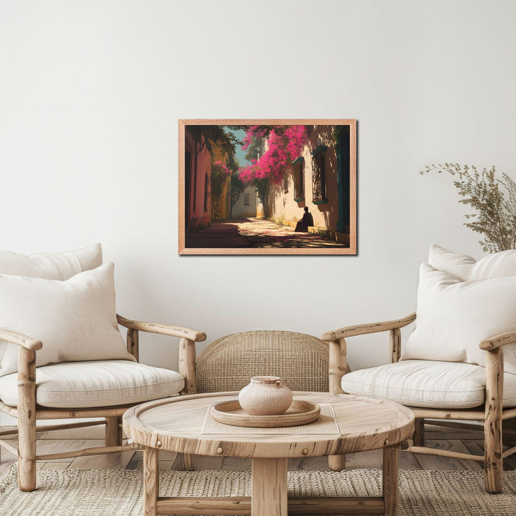 Afternoon Quiet – Spanish Colonial Alley in Early California | Framed Poster Print on Thick Matte Paper