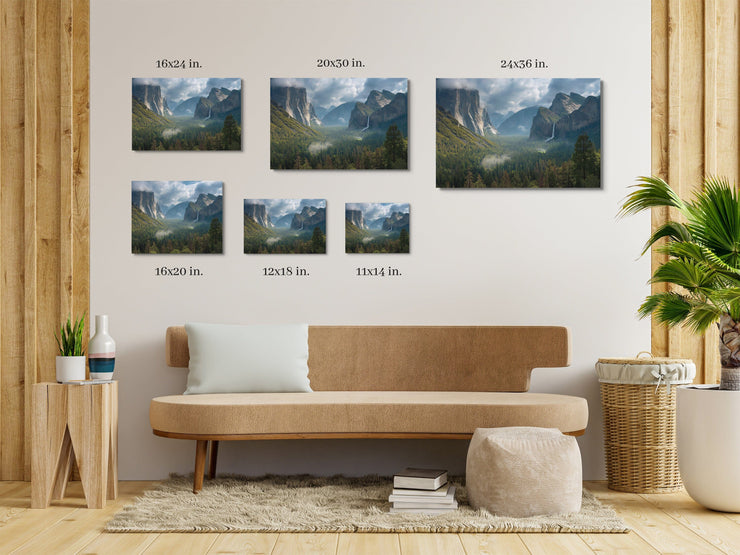 Majestic Summer Glow: Yosemite Valley Art Print on Framed Canvas