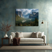 Majestic Summer Glow: Yosemite Valley Art Print on Framed Canvas