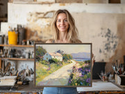 Glimmer of Serenity: Coastal Cottage Canvas Print Framed canvas