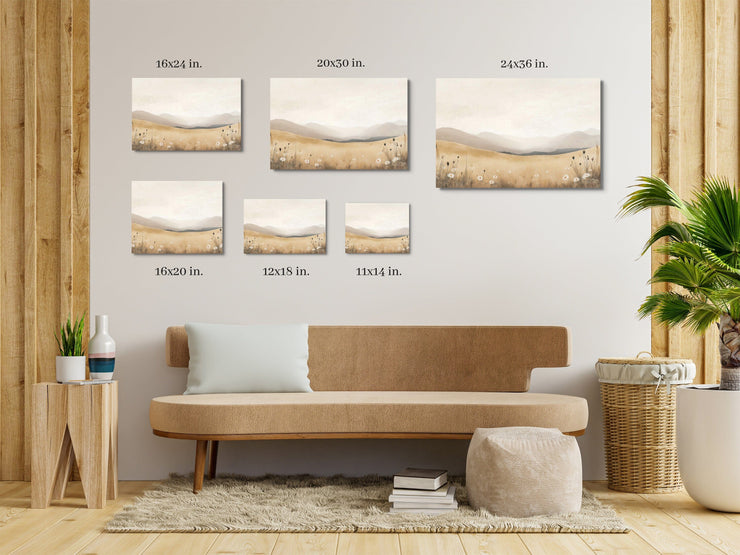 Golden Serenity: Central California Field & Mountains on Giclée Printing Quality Poster