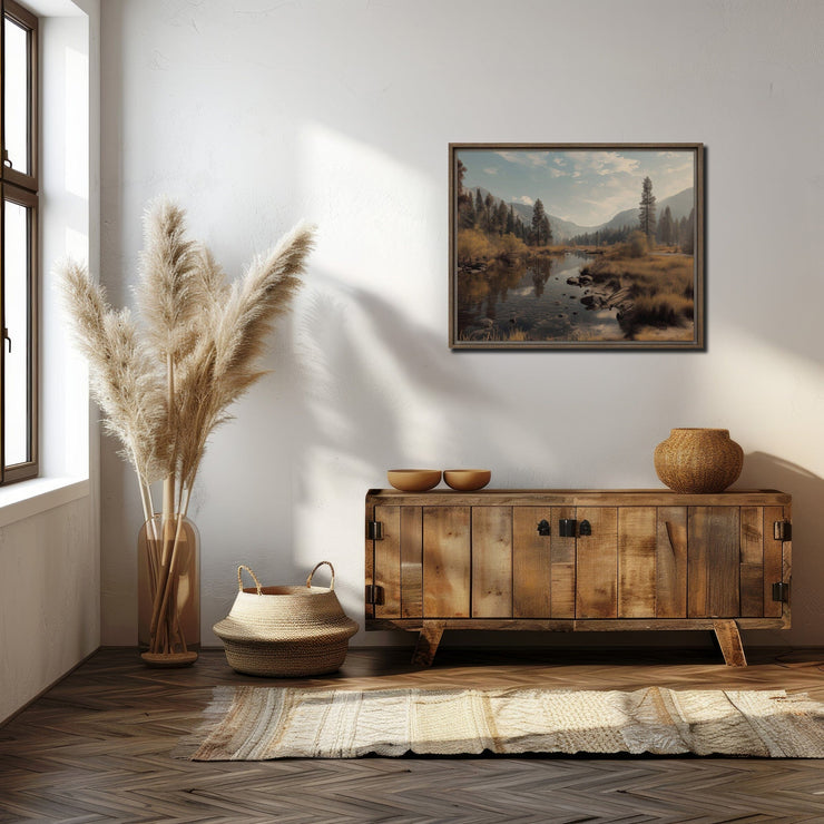 Autumn Light in Sequoia Meadow – Giclée Framed Canvas Art Print