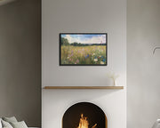 Wildflower Serenity: Impressionistic Floral Digital Oil Painting Print - Premium Framed poster
