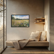 Wildflower Serenity: Impressionistic Floral Digital Oil Painting Print - Premium Framed poster