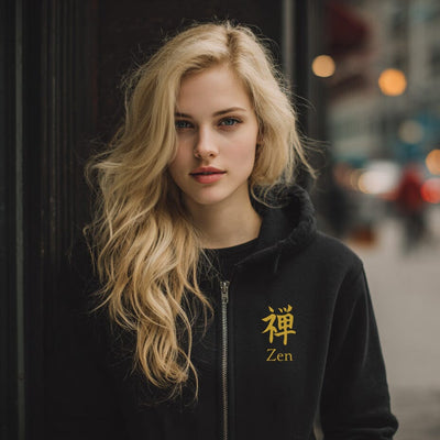 Zen Hoodie — Minimalist Japanese 禅 Design | Unisex | Soft, Cozy, Mindfulness-Inspired Streetwear - Unisex heavy blend zip hoodie