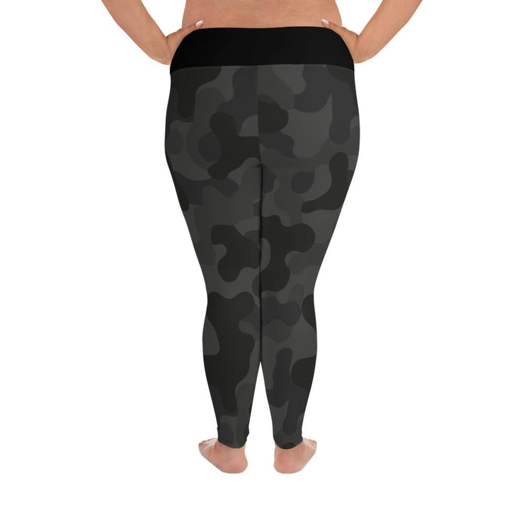 Black Camouflage Plus Size Yoga Leggings