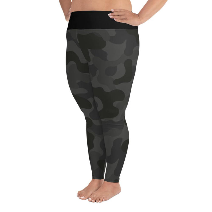 Black Camouflage Plus Size Yoga Leggings