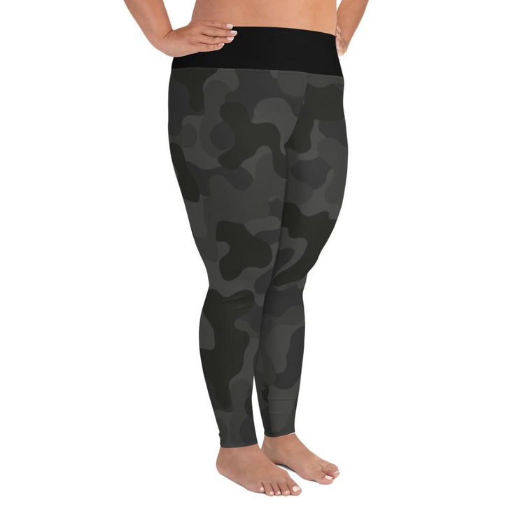 Black Camouflage Plus Size Yoga Leggings