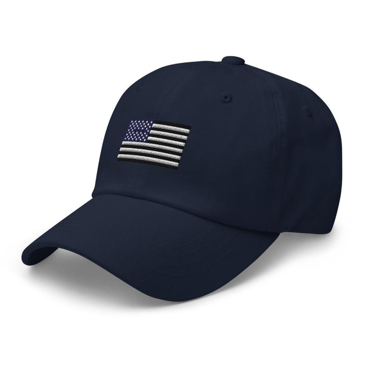 Monochrome American Flag Embroidered Cap