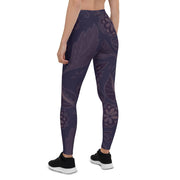 Deep Blue and Purple Flower Swirl Leggings