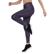 Deep Blue and Purple Flower Swirl Leggings