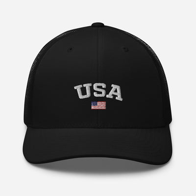 USA American Flag Embroidered Trucker Cap