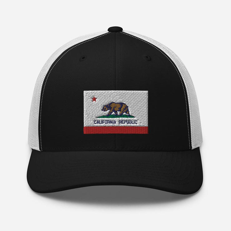 California Republic State Flag Embroidered Trucker Cap