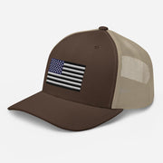 Monochrome American Flag Embroidered Trucker Cap