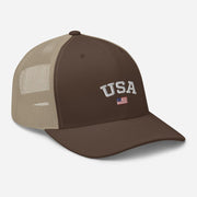 USA American Flag Embroidered Trucker Cap