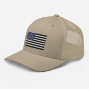 Monochrome American Flag Embroidered Trucker Cap