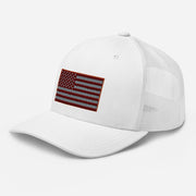 Red Tint American Flag Embroidered Trucker Cap