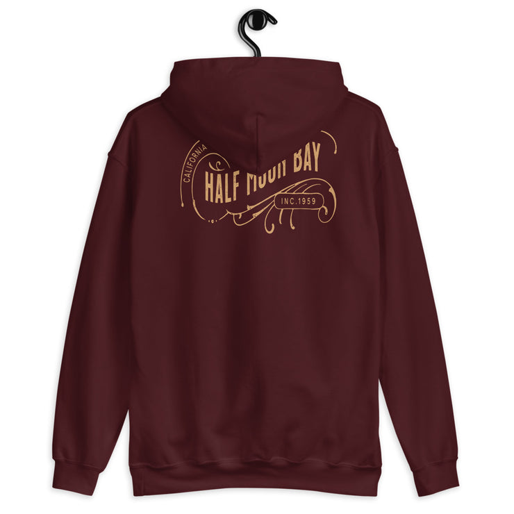 Half Moon Bay Vintage Ink Style Unisex Hoodie