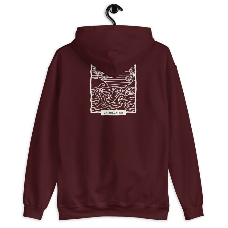 La Jolla Unisex Hoodie - Cozy Pullover Sweatshirt, California Beach Style, Perfect Gift for Surf Lovers & Ocean Enthusiasts