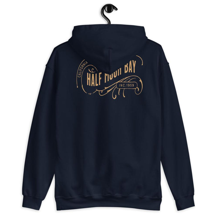 Half Moon Bay Vintage Ink Style Unisex Hoodie